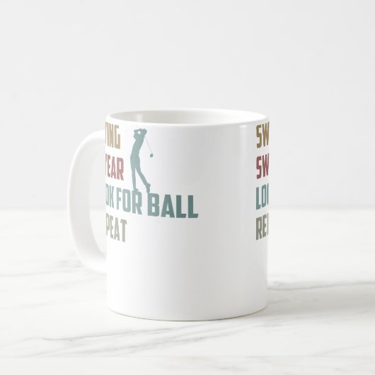 Funny Golfer Look For Ball Repeat Golf Player Kaffeetasse (Vorderseite Links)