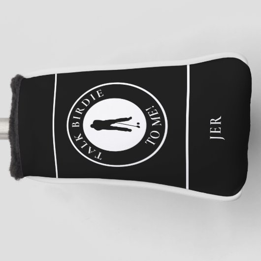 Funny Golfer Saying Custom Monogram Black & White Golf Headcover (Vorderseite)