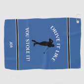 Funny Golfer Spaß für ihn Monogram Sports Blue Golfhandtuch (Horizontal)