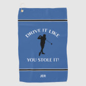 Funny Golfer Spaß für ihn Monogram Sports Blue Golfhandtuch (Vorderseite)