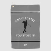 Funny Golfer Spaß für seine Monogram Sports Grey Golfhandtuch (Vorderseite)