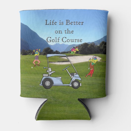 Funny Golfers und Golf Cart Handtuch Dosenkühler (Vorderseite)