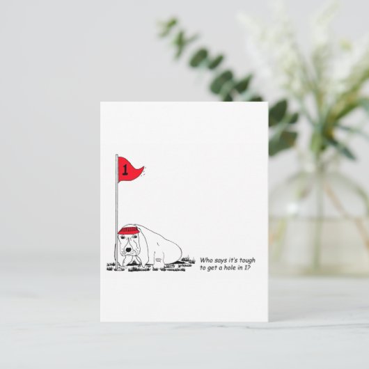 Funny Golfing Dog Postcard Postkarte (Stehend Vorderseite)