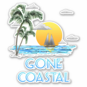 Funny Gone Coastal Nautical Sailing Sunset Aufkleber