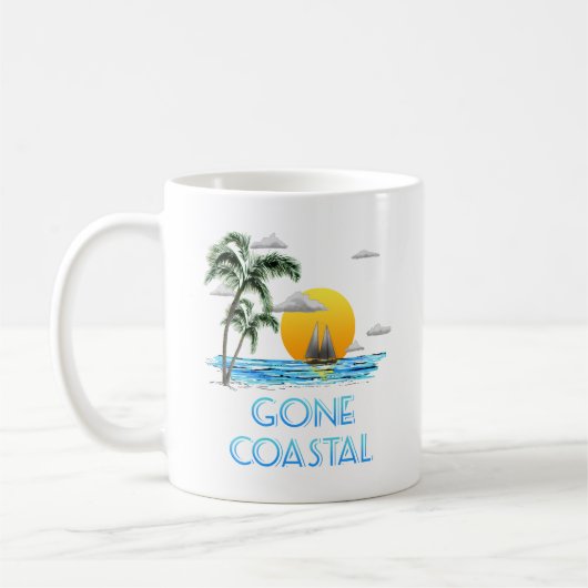 Funny Gone Coastal Nautical Sailing Sunset Kaffeetasse (Links)