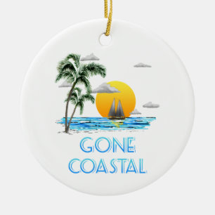 Funny Gone Coastal Nautical Sailing Sunset Keramik Ornament