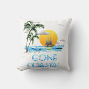 Funny Gone Coastal Nautical Sailing Sunset Kissen