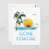 Funny Gone Coastal Nautical Sailing Sunset Postkarte (Vorne/Hinten)