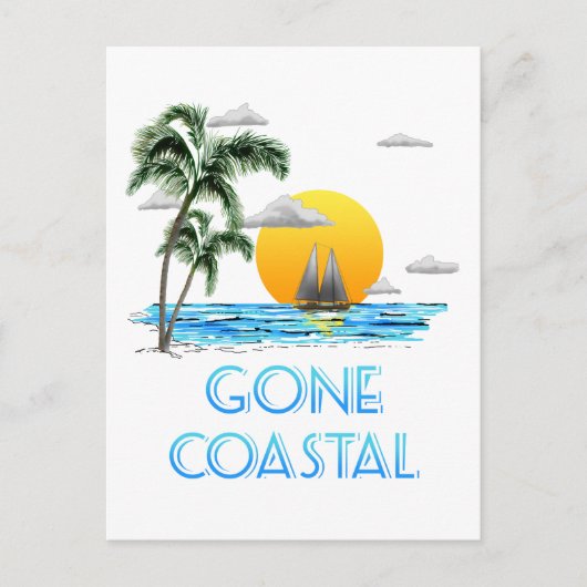 Funny Gone Coastal Nautical Sailing Sunset Postkarte (Vorderseite)
