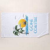 Funny Gone Coastal Nautical Sailing Sunset Strandtuch (Vorderseite)