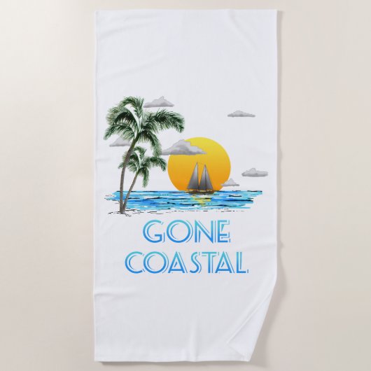 Funny Gone Coastal Nautical Sailing Sunset Strandtuch (Vorderseite)