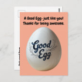 Funny Good Egg Wertschätzung - Danke Notiz Postkarte (Vorne/Hinten)