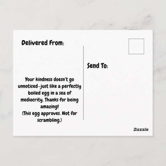 Funny Good Egg Wertschätzung - Danke Notiz Postkarte (Rückseite)