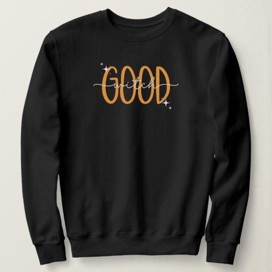 Funny Good Hexe Modernes Halloween Schwarzes Orang Sweatshirt (Design vorne)
