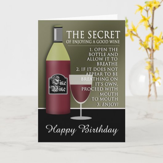 Funny Good Wine Geburtstag Karte (Gelbe Blume)