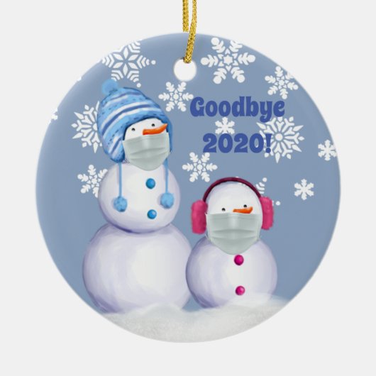 Funny Goodbye 2020 Snowman Keramik Ornament (Vorne)