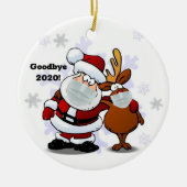 Funny Goodbye 2020 Weihnachtsmann mit Maske on Keramik Ornament (Vorne)