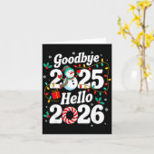 Funny Goodbye 2025 Hello 2026 Holiday Fun Snowman Karte (Gelbe Blume)
