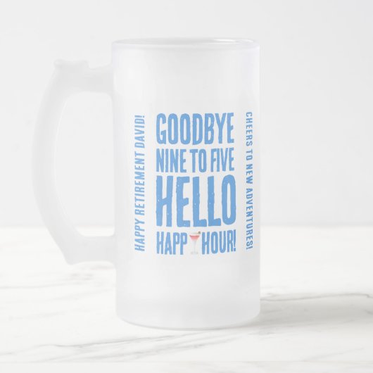 Funny Goodbye 9 to 5 Hallo Happy Hour Pensionierun Mattglas Bierglas (Links)