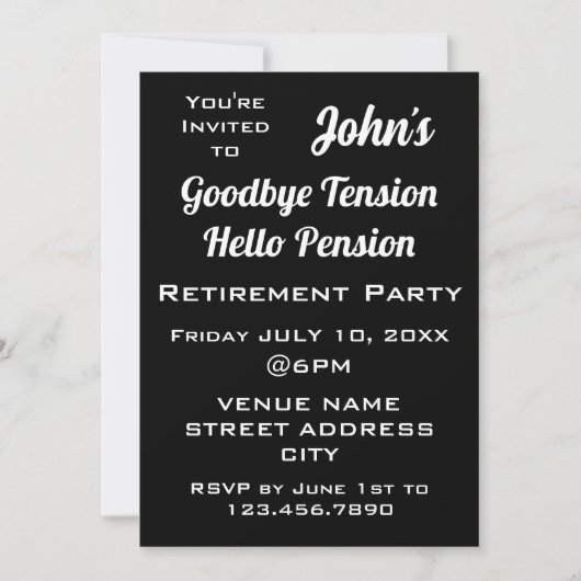FUNNY Goodbye Tension Vater Retirement Party Einladung (Vorderseite)
