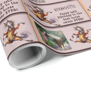 Funny Goofy Horse Geburtsname Sentiment Geschenkpapier