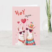Funny Goofy Llama Pun Couple Valentine's Day Karte (Vorderseite)