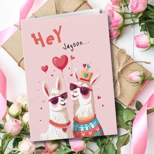 Funny Goofy Llama Pun Couple Valentine's Day Karte