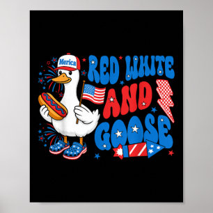 Funny Goose 4. Juli Patriotic Niedlich Red White A Poster