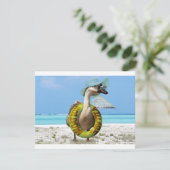 Funny Goose am Strand Einladung (Stehend Vorderseite)