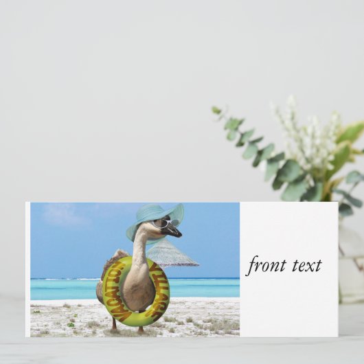 Funny Goose am Strand Einladung (Stehend Vorderseite)