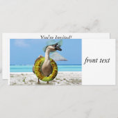 Funny Goose am Strand Einladung (Vorne/Hinten)