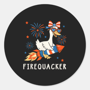 Funny Goose Amerikanische Unabhängigkeitstag Fireq Runder Aufkleber