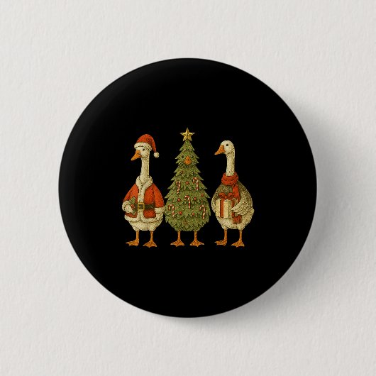 Funny Goose Christmas Lights Goose Cute Xmas Holid Button (Vorderseite)