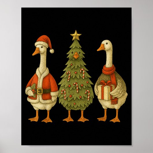 Funny Goose Christmas Lights Goose Cute Xmas Holid Poster (Vorne)
