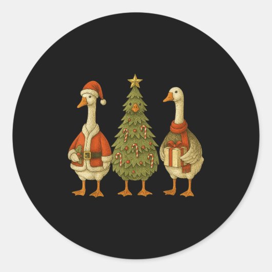 Funny Goose Christmas Lights Goose Cute Xmas Holid Runder Aufkleber (Vorderseite)