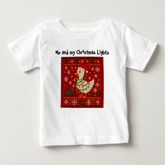 Funny Goose Christmas Lights Kids T-Shirt – Editab (Vorderseite)