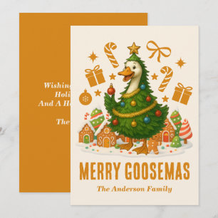 Funny Goose Christmas Tree   Grußkarte Feiertagskarte