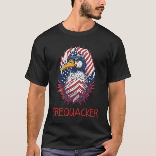 Funny Goose Fourth Of July Firequacker 4th T-Shirt (Vorderseite)