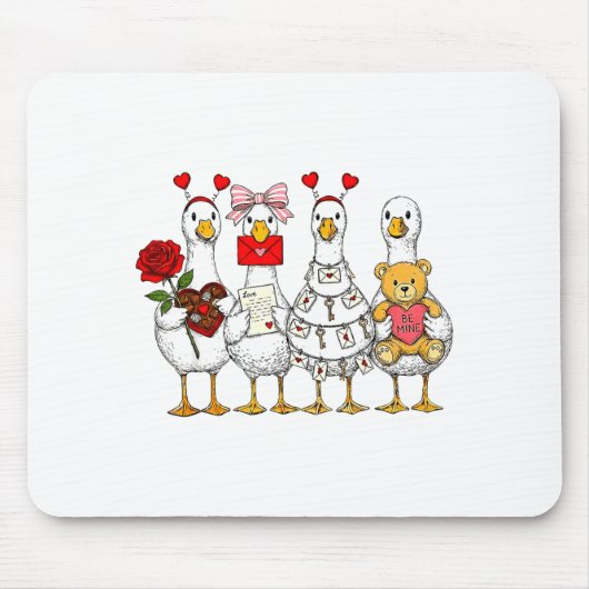 Funny Goose Happy Valentine Goose Cute Heart Lover Mousepad (Vorne)