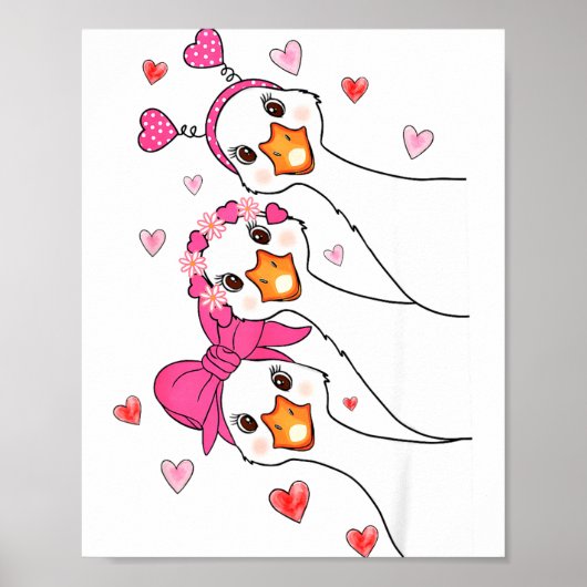 Funny Goose Happy Valentine Goose Cute Heart Lover Poster (Vorne)