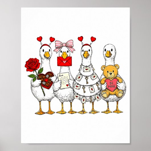 Funny Goose Happy Valentine Goose Cute Heart Lover Poster (Vorne)