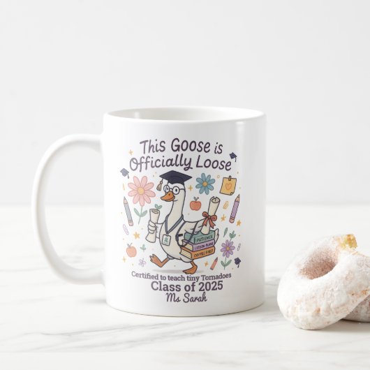 Funny Goose Lehrer Abschluss Geschenk Personalisie Kaffeetasse (Mit Donut)