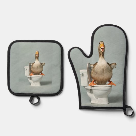 Funny Goose Ofenhandschuh & Topflappen-Set (Vorderseite)