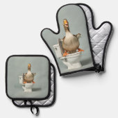Funny Goose Ofenhandschuh & Topflappen-Set (Vorderseite/Rückseite)