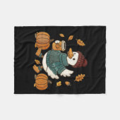 Funny Goose Pumpkin Erntedank Herbstjahr Fleecedecke (Vorderseite (Horizontal))