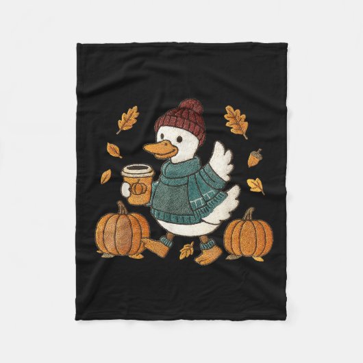 Funny Goose Pumpkin Erntedank Herbstjahr Fleecedecke (Vorderseite)