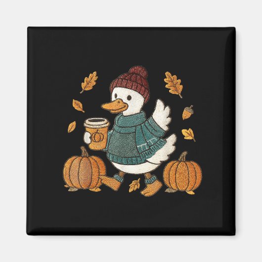 Funny Goose Pumpkin Erntedank Herbstjahr Magnet (Vorne)