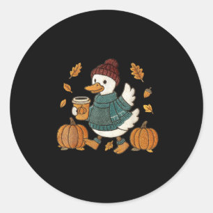 Funny Goose Pumpkin Erntedank Herbstjahr Runder Aufkleber
