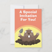 Funny Gopher Cartoon Illustrationseinladung Einladung (Rückseite)