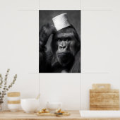 Funny Gorilla Bathroom Art Print, Toilet Paper Hat Poster (Küche)